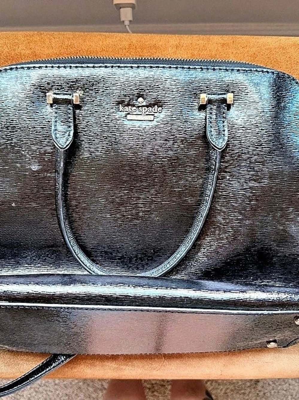 Kate Spade Black Polka Dot Satchel vintage patent leather